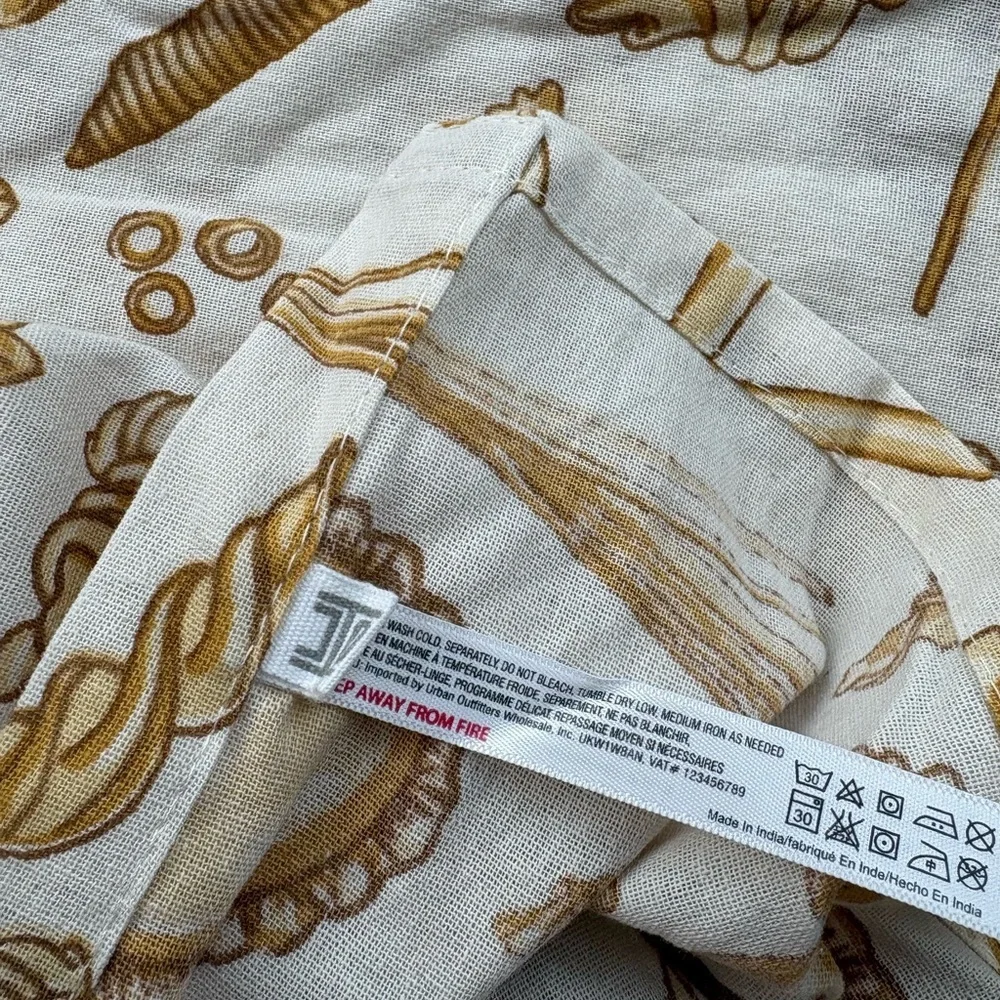 Urban Outfitters White and Gold Bread Print Café Curtains